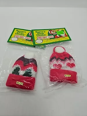 2 Vintage Santa's First Choice Kitted Mini Hats Christmas Ornaments Craft Taiwan • $11.19