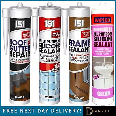 £5.75 • Buy Waterproof Silicone Sealants All Purpose Acrylic White Clear Black Brown New