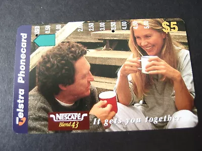 Telstra Nescafe Blend 43 On The Stairs A972252  $5 Phonecard - Two Holes • $2.50