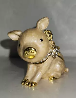 Enamel Pig Trinket Box With Rhinestones • $15.99