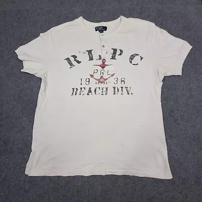 Vintage Ralph Lauren Shirt Mens XLARGE White Short Sleeve Graphic TShirt Size XL • $28.88