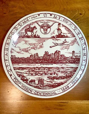 Vintage 1949 Fort Worth Texas Centennial Plate Stripling’s Dept By Vernon Kilns • $88.85