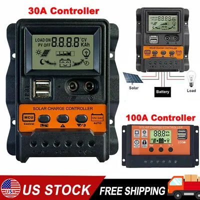 12/24V 30/100A MPPT/PWM Solar Charge Controller Panel Battery Regulator Dual USB • $9.99