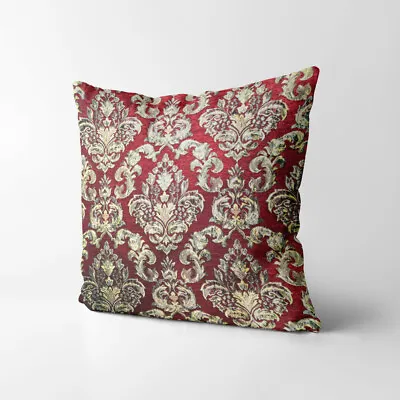 Wk211a Red Gold Damask Chenille Flower Throw Cushion Cover/Pillow Case Custom • £44.59