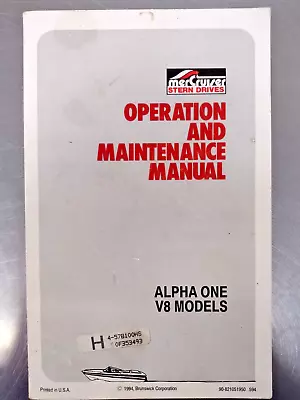 Mercruiser Outboard Operation And Maintenance Manual Alpha One V8 Models 1994 • $19.95