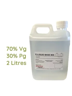 £19.99 • Buy 1 X 2 LITRE VG I PG Premixed BASE DIY Liquid 70% Vg /30% Pg Glycerine, Glycol
