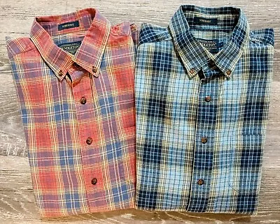 *2 Shirt Lot* PENDLETON Somerset Cotton-Wool Plaid Flannel Shirts Men's L NICE! • $33