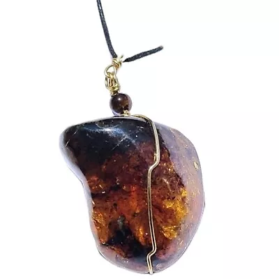 Mexican Amber Mossy Polished Pendant: Artisan Craftsmanship Exceptional Quality • $47.99