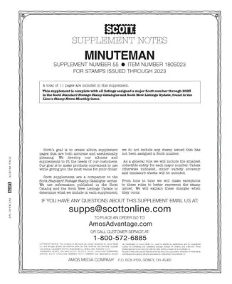 New 2023 Scott Stamp Album Supplement Pages Minuteman Free US Shipping Number 55 • $27.98