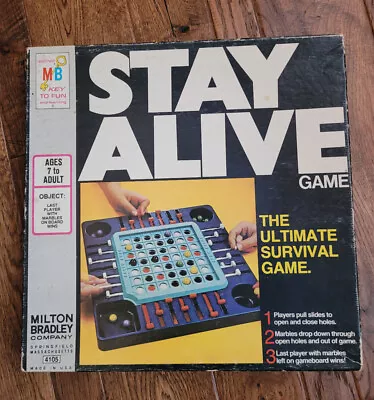 $25 • Buy Vintage 1971 STAY ALIVE Milton Bradley Glass Marble Board Strategy Game 