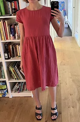 $90 • Buy Off On Clothing Not Perfect Linen Raspberry Smock Dress S/M