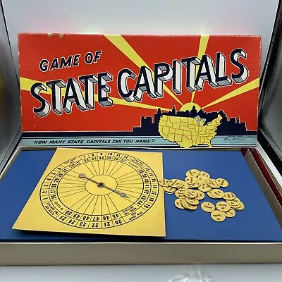 Game Of State Capitals 1952 COMPLETE Parker Brothers USA Board 50 States Vintage • $19
