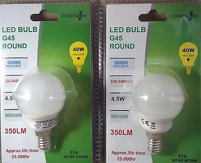 Pack Of 4 LED 4.5w ( 40W ) E14 SES GOLFBALL 6000K DAYLIGHT ENERGY SAVING BULBS • £8.95