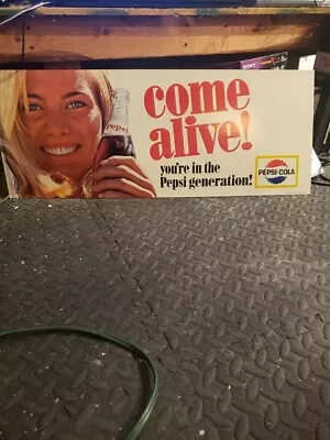 Vintage Pepsi Cola Advertising Sign  Come Alive  1960's NOS Cardstock • $75