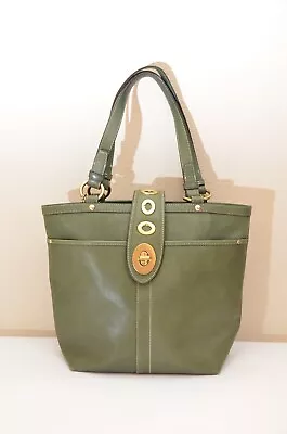 COACH Green Leather Tote Shoulder Bag - Great Condition • $49.99