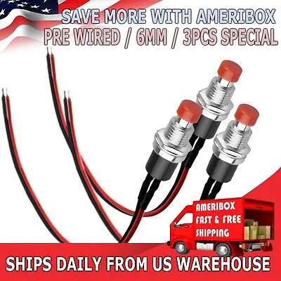 3 Pack Mini Push Button Pre-Wired Momentary N/O OFF-ON Switch Plug 12V 5AMP SPST • $6.39