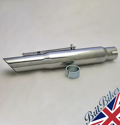 Universal Chrome 15” Slash Cut Motorbike Exhaust Silencer Cafe Racer Custom • £55.90