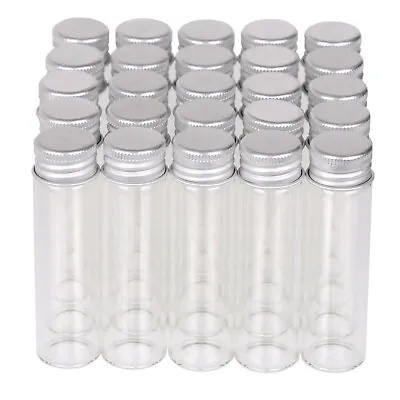 100X 20ml Small Glass Bottles Tiny Vials Mini Jars With Aluminum Screw Top Lids • $30.99