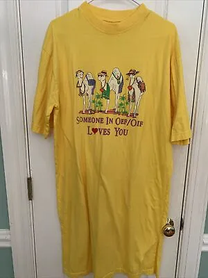 Vintage Sleep Shirt Nightgown Someone In OEF/OIF Loves You Yellow XL • $20