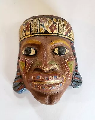 Very Rare Antique 5.5  Native American/Aztec Indian Paper Pache Composite Mask • £0.99