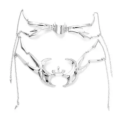 Silver Steel Masquerade Exaggerated Metallic Half Face Cover Luxury Cosplay • £13.29