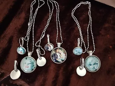 Retro Marilyn Monroe & James Dean Pendant Necklaces & Earrings 3 Sets (T17) • $12.14