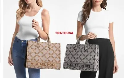 Michael Kors Gigi Large Empire Logo Jacquard Tote Bag $358 NWT Packed • $228