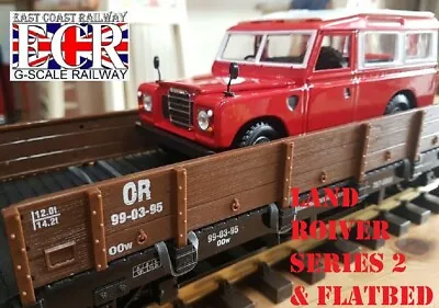 NEW GREEN G SCALE FLATBED & LAND ROVER 1:24 DIE-CAST  RAILWAY 45mm GAUGE TRAIN • £22.95