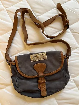Vintage Jack Wills Cross Body Bag - Navy/Leather • £2.99