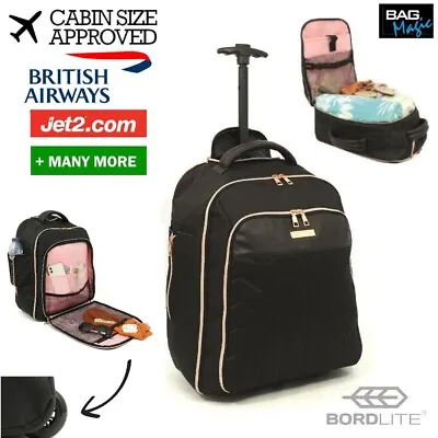 Airline Cabin Approved Rucksack On Wheels Holdall Trolley Travel Cabin Bag • £21.99