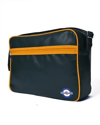 Lambretta RETRO Flight Bag Crossbody Shoulder Man's Bag Black & Mustard • £23.99