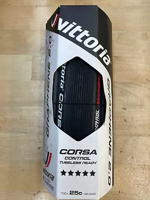 Vittoria Corsa Control G+2.0 700x25C Clincher Bike Tire 320TPI Full Black • $50