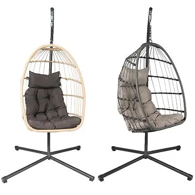 Hanging Egg Chair Outdoor Garden Furniture Patio Seat Pad Hammock Pod Seat Swing • £122.99
