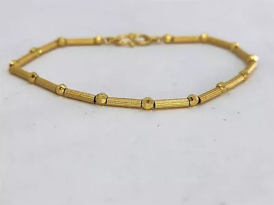 Vintage 23K Yellow Gold Diamond Cut Ball And Long Link Bracelet 6.5  • $450