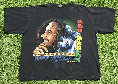 Vintage 90's Bob Marley Free Your Mind Double Sided T-Shirt Men's XL Distressed • $35.99