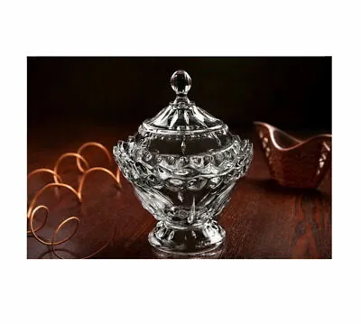 Large Glass Candy Jar Bowl With Lid Ideal For Sweet Nuts Cookies Candy Serving  • £11.97