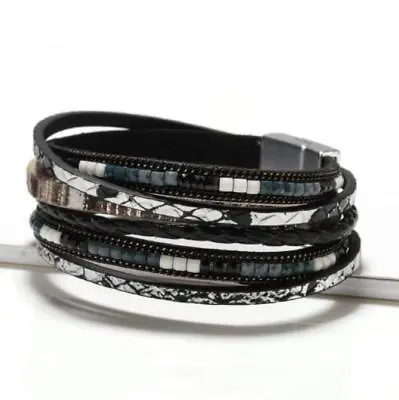 Boho Multilayer Leather Bracelet Men's Women Wristband Bangle Jewelry Set C • $6.99