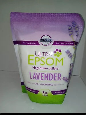 SaltWorks Ultra Epsom Lavender Scented Premium Epsom 5 Pound Resealable Bag • $9