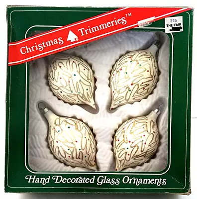 Vintage Glass Christmas Ornaments Christmas Trimmeries Set Of 4 W/box Mexico • $17.95