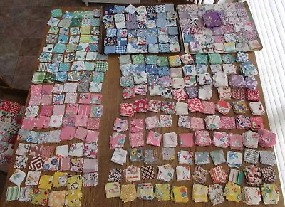100 ALL DIFFERENT 2  Vintage Feedsack Pieces Quilt Fabric Charms Flour Feed  • $12.95