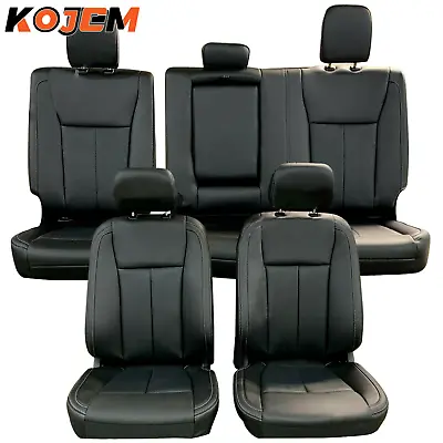 For 2015-2022 Ford F150 Super Crew Cab Front Rear Seat Covers Full Set Black • $152.99