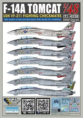 DXM Decal 1/48 USN F-14A Tomcat VF-211 Checkmates • $27