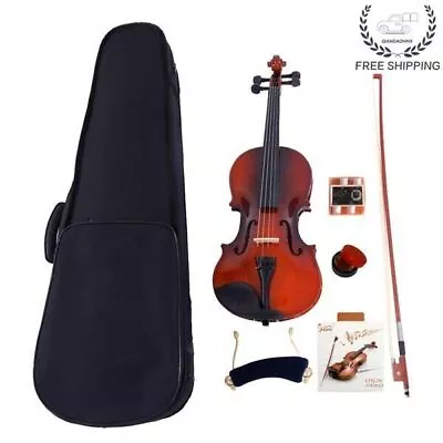 High-Grade 3/4 Acoustic Violin Set Case Rosin String Tuner Shoulder Rest Natural • $57.36