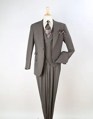 Apollo King Men's 3pc 2 Button 100% Wool Suit - Semi Wide Leg Pants • $199