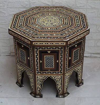 Moroccan Coffee Center Table With Mother Of Pearl Inlay 23  Wide Side Table • $1038.35