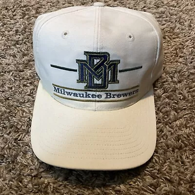 Vintage Milwaukee Brewers The Game Split Bar Hat Cap Snapback Old Logo Look! • $49.96