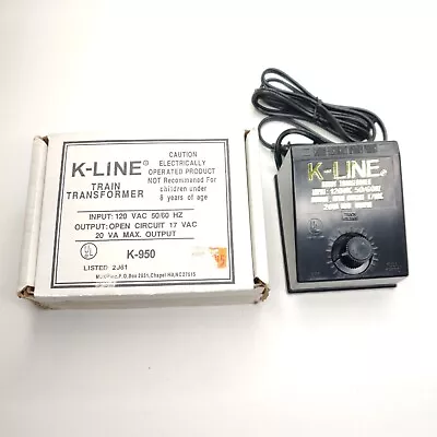 K Line O Gauge Train Transformer K-950 120 VAC 50/60 HZ W/ Box • $27.99