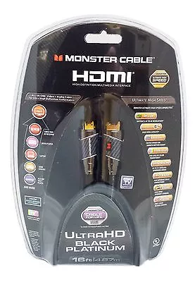 Monster Cable Black Platinum Ultimate High Speed 16 Ft - 27 Gbps - 2K - 4K 2160p • $18.99