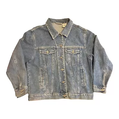 VTG Bill Blass Jacket Womens Sz Medium Blue Denim Jean Ladies Casual 90s Coat • $25.49