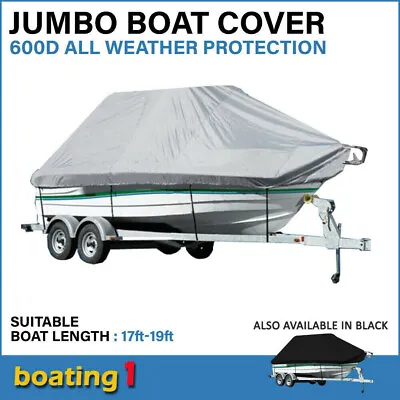 $128.99 • Buy 17ft-19ft / 5.2m-5.8m Trailerable Jumbo Boat Cover - Grey